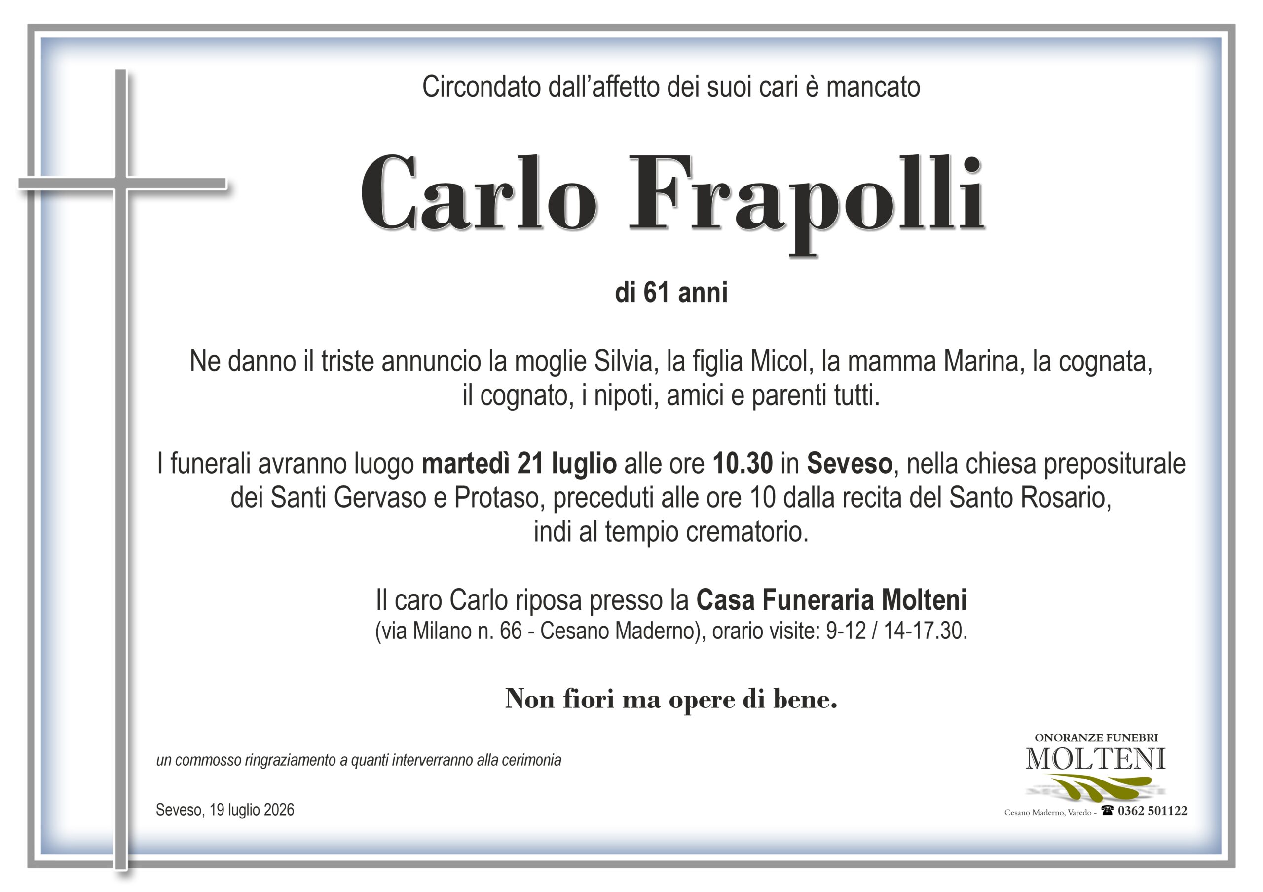 Carlo Frapolli<p>Classe 1964<p>