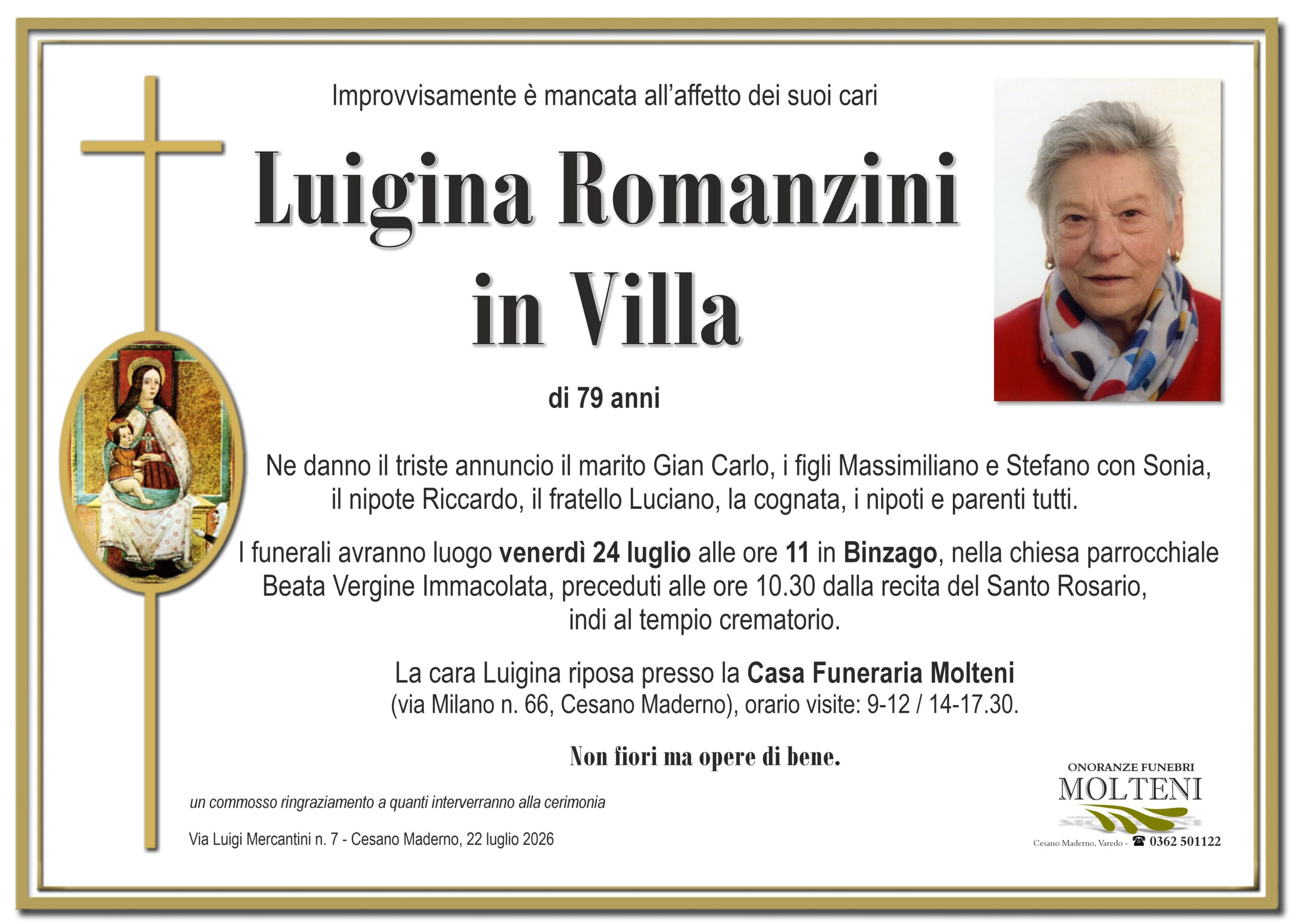 Luigina Romanzini<br>in Villa<p>Classe 1946<p>
