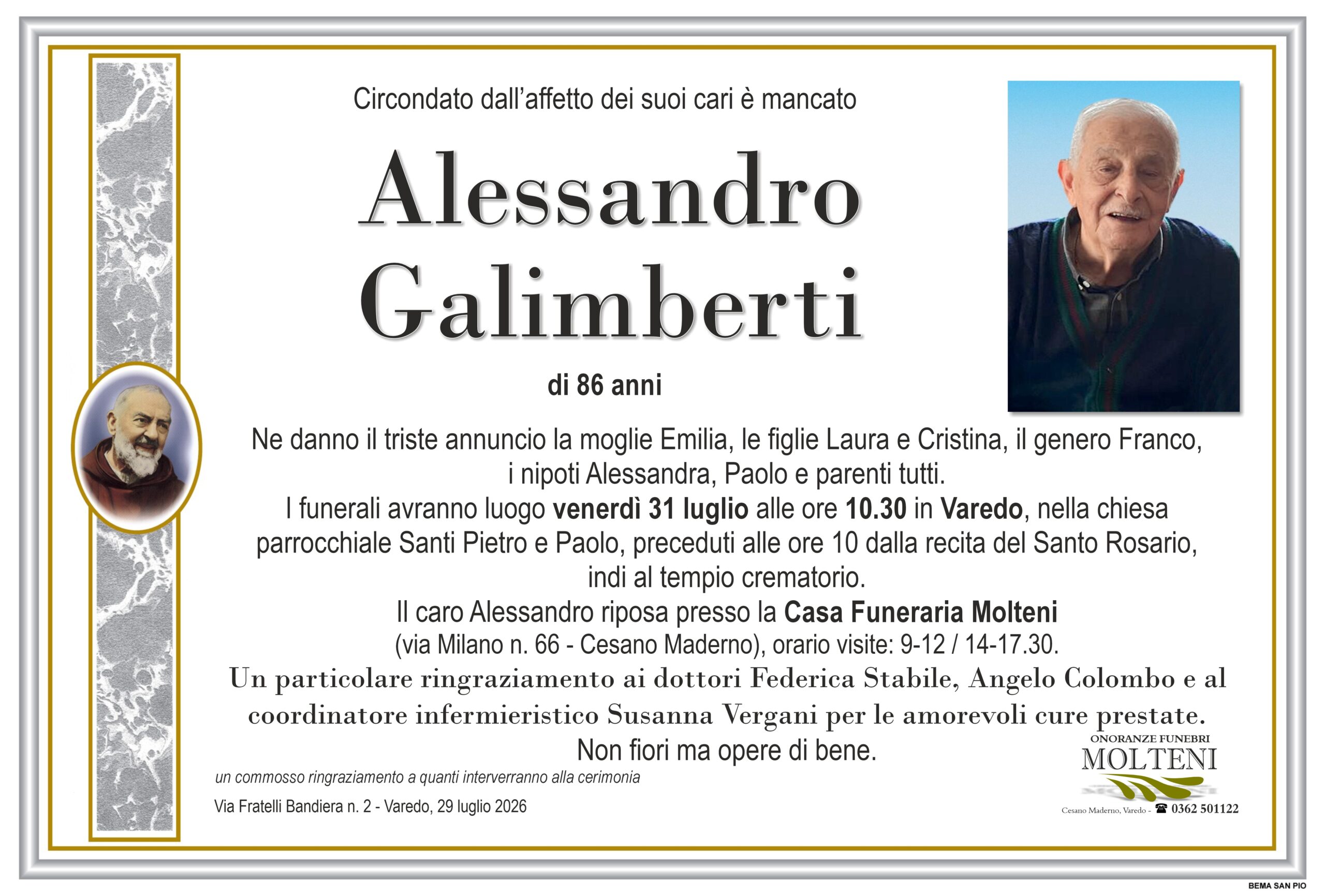 Alessandro Galimberti<p>Classe 1939<p>