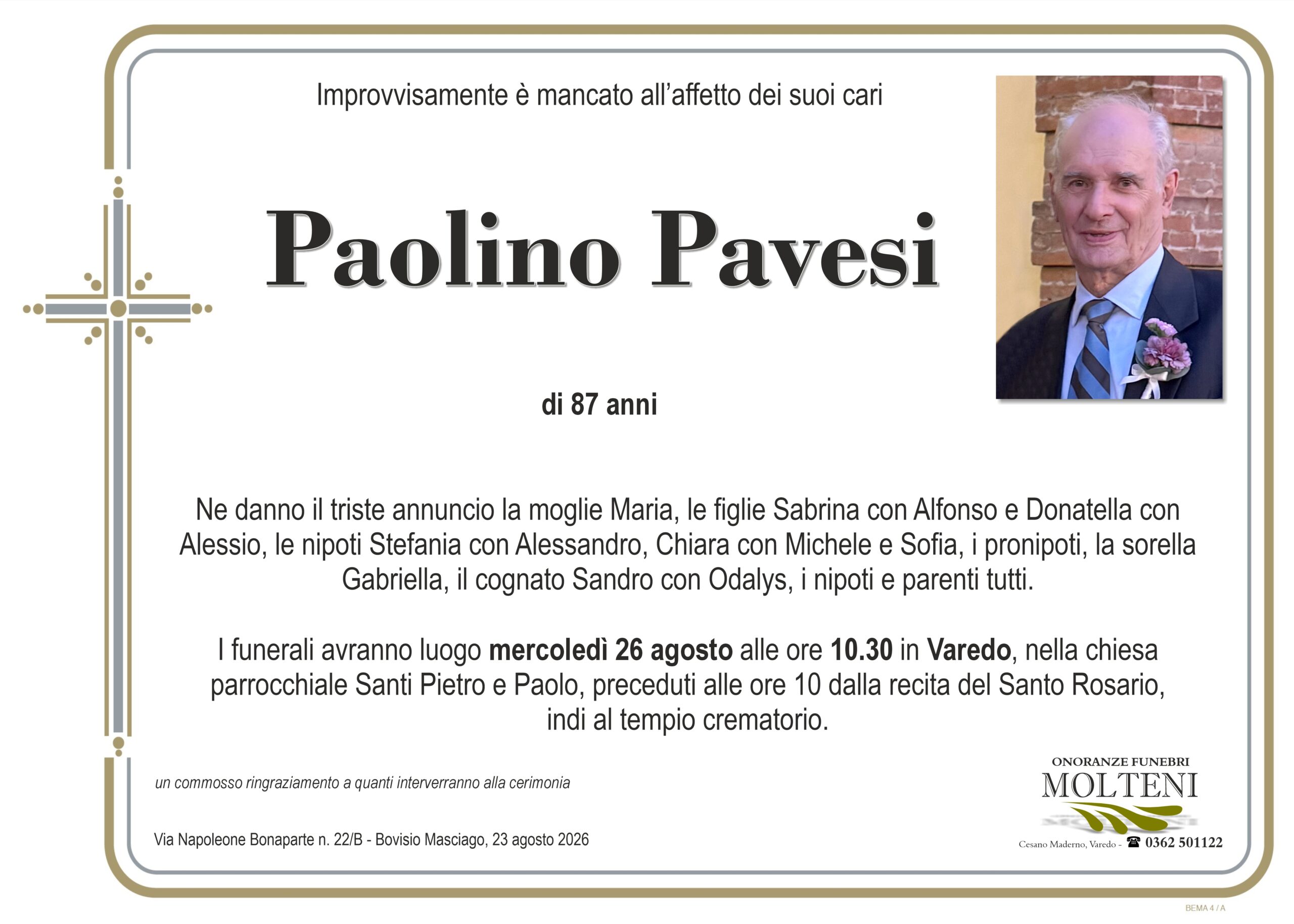 Paolino Pavesi<p>Classe 1939<p>