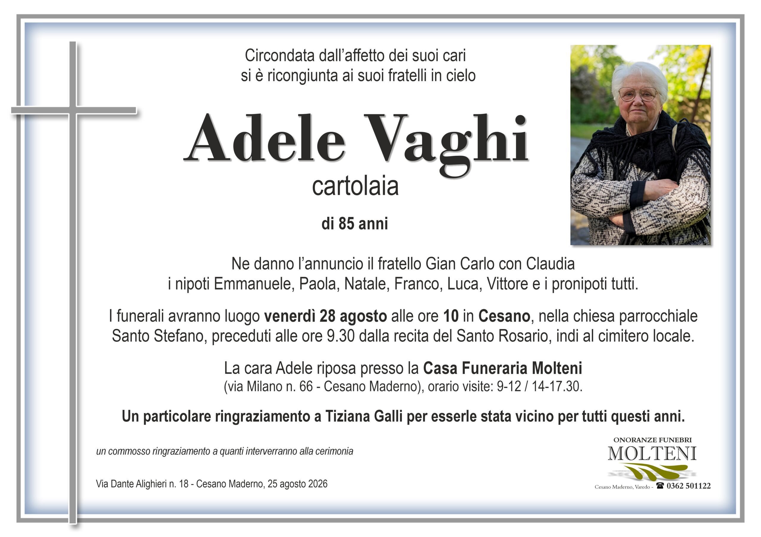 Adele Vaghi<p>Classe 1941<p>