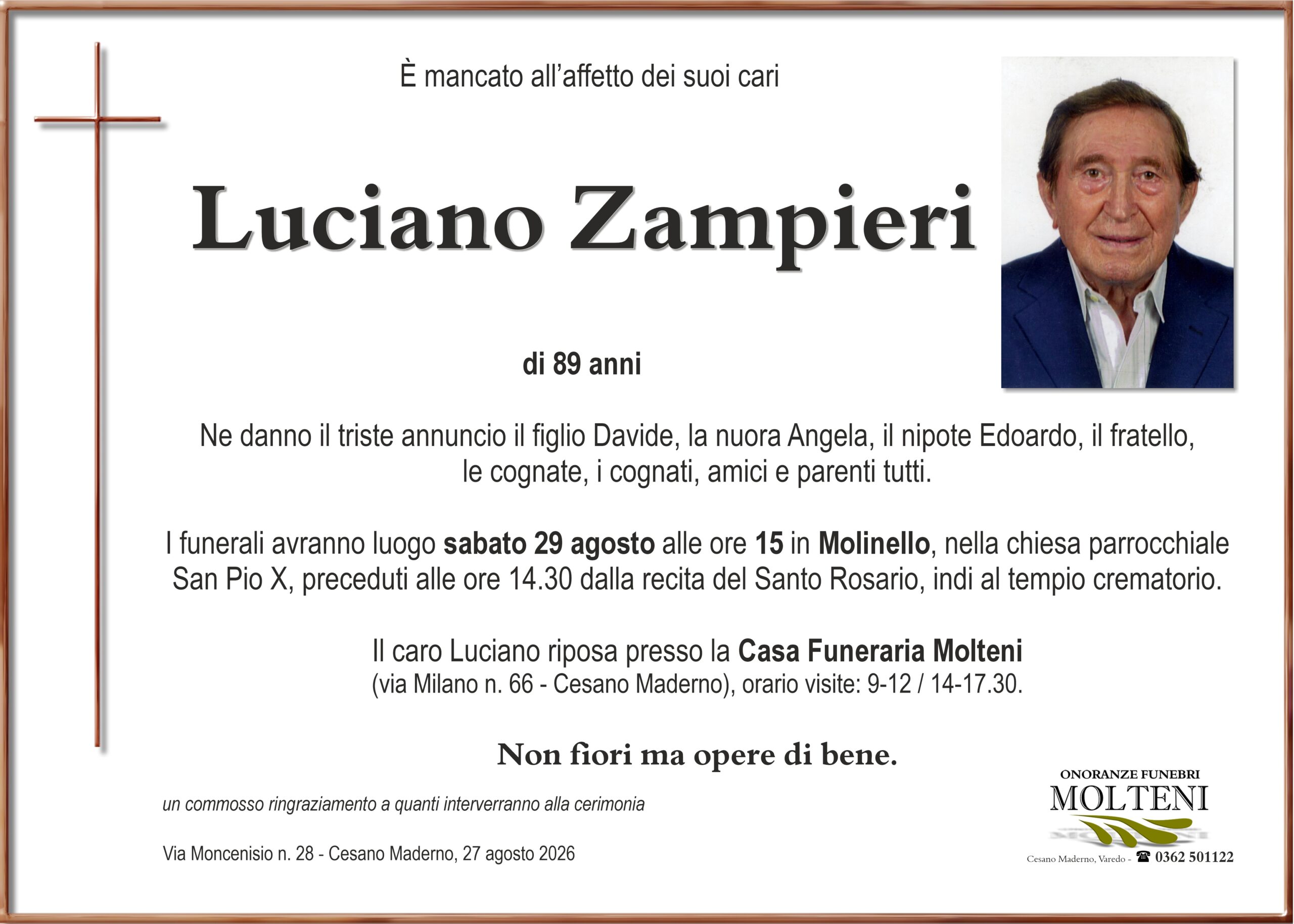 Luciano Zampieri<p>Classe 1937<p>