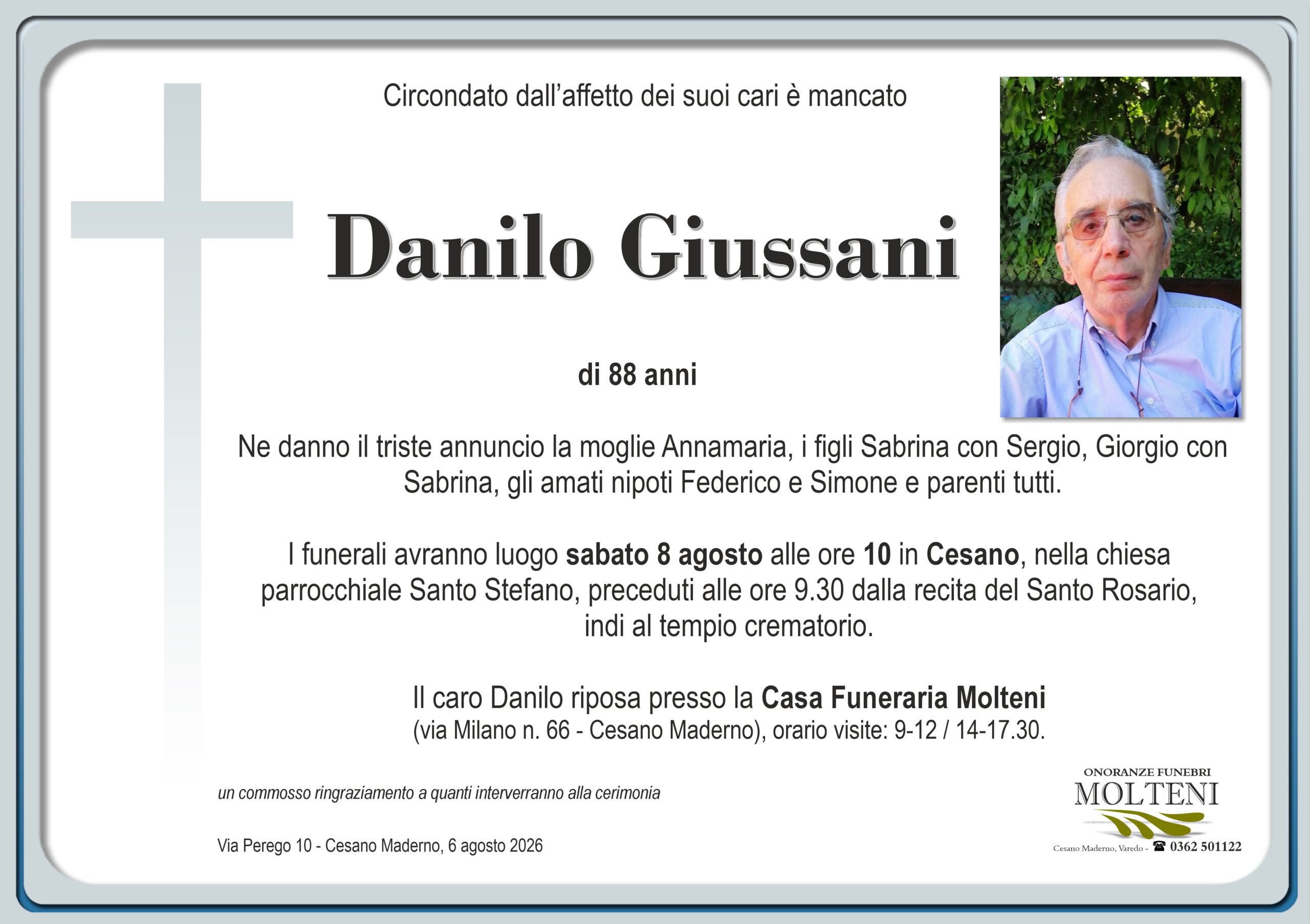 Danilo Giussani<p>Classe 1937<p>